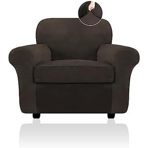 FestiCorp Sofa Cover, Velvet Couch Covers for Dogs, Stretch Sofa Slipcovers, Thick Furniture Covers for Pets, Washable Chair Cover, Armchair, Brown