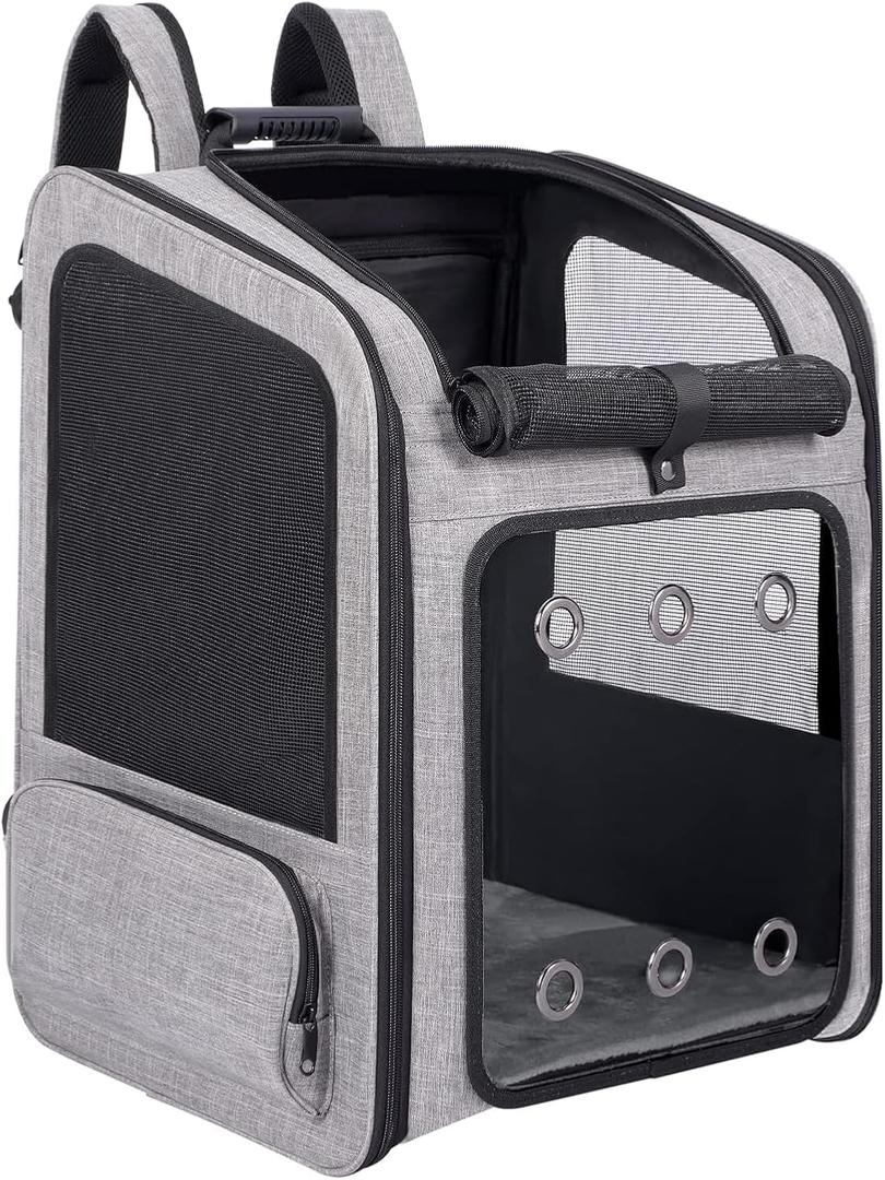 Extra Large Pet Carrier Backpack Cats Under 30 Lbs, for Dogs Puppies Rabbits Other Animals Under 25 Lbs, Ventilated Design, Great for Travel/Hiking/Outdoor Use (15.7"L x 13.7"W x 21.7"H, Grey)
