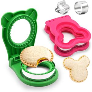 Sandwich Cutter and Sealer, 2 Pcs Maker, Fun Sandwich Shape Cutter Sealer Great for Lunchbox and Bento Box, Boys and Girls Kids Lunch (Mickey+Round)
