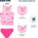 Lands' End Girls' UPF 50+ Swim Bikini Bottom and Racerback Tankini Set (Pink, L)