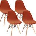 Shell Chair Covers Velvet Mid Century Modern Dining Chair Covers Stertch Dining Room Shell Side Chair Slipcovers Lounge Armless Chairs Covers for Kitchen Dining Room Set of 4 Dark Orange