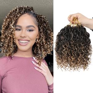 Goddess Locs Crochet Hair,8 Inch 9 Packs Faux Locs Synthetic Crochet Hair for Black Women, Boho Style Pre looped crochet Locs with Curly Ends (T27)