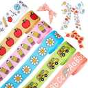 Whaline 5 Rolls Back to School Grosgrain Ribbons Groovy Pastel Fabric Craft Ribbon School Bus Daisy Pencil Apples ABC Ribbon for Wreath Bow Gift Wrap Party Decor, 7/8", 30 Yards