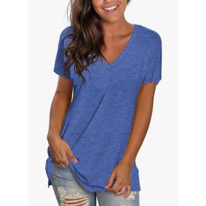 Sipaya Womens T Shirts Basic V Neck Tee Loose Fitting Casual Short Sleeve Tops.3XL