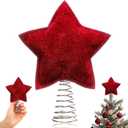 Gejoy Mini Velvet Burgundy Christmas Star Tree Topper Natural Rustic 6 Inch Miniature Star Tree Topper for Christmas Home Decor Winter Holiday
