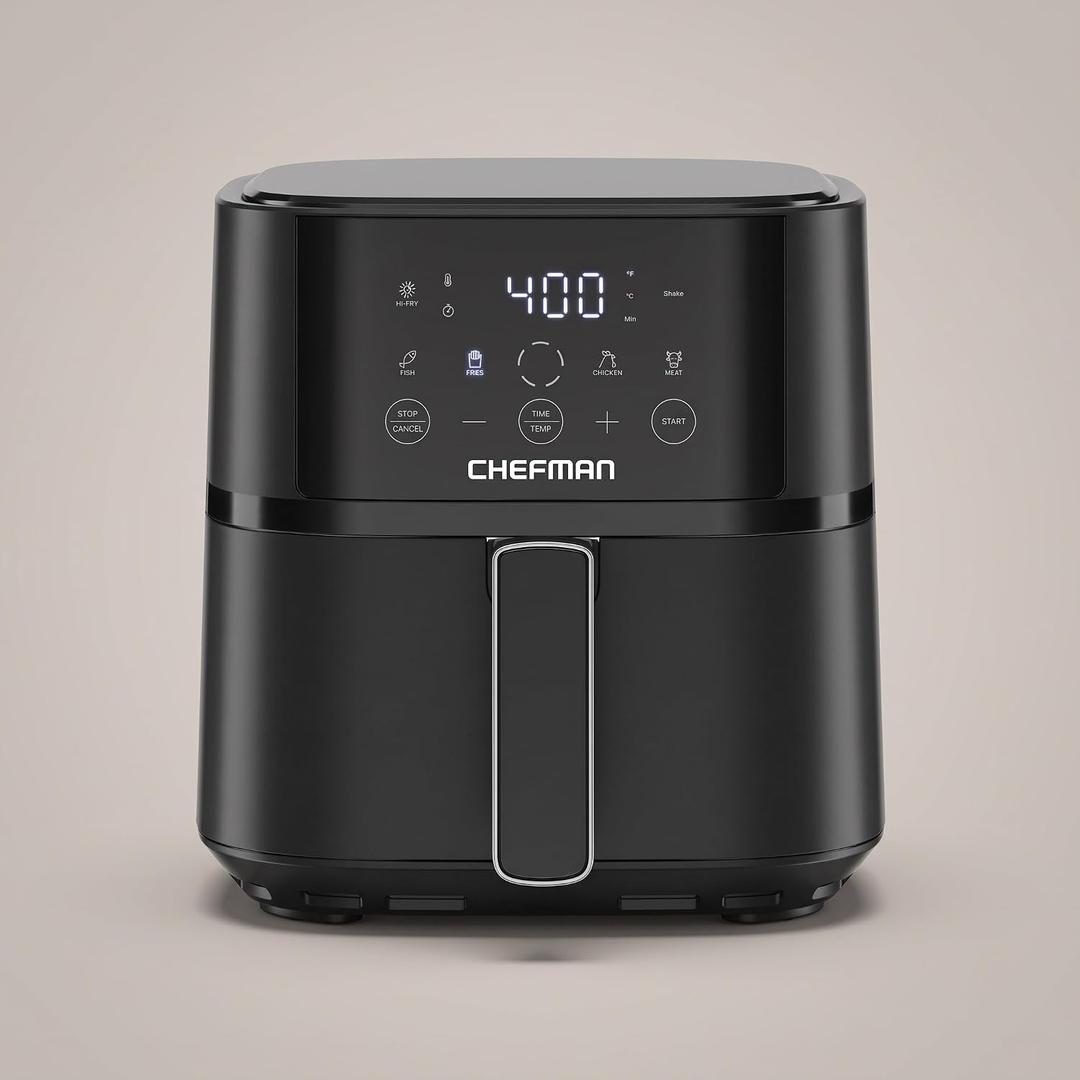 Chefman Air Fryer – 4 QT Compact Airfryer for Quick & Easy Meals in Minutes, Features Hi-Fry Technology for Extra Crisp, Touchscreen Controls with 4 Presets, Nonstick & Dishwasher Safe Basket - Black