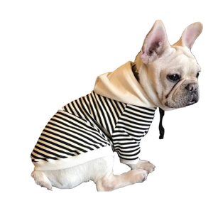 Pet Clothes Dog Black and White Striped Cotton Hoodie Sweater Two-Legged Clothes Cotton Jacket Sweatshirt Coat for Puppy,  Dog, cat S