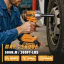 Brushless Impact Wrench 3-in-1 500N.m(369Ft-lbs) Torque Wrench 1/2 Drive with 2x2.0Ah Batteries, 8 Drill Bits, 6 Screwdriver Bits, 4 Sockets, Cordless Impact Gun for automotive Repair and DIY