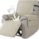 Deisy Dee Waterproof Recliner Chair Covers with Storage Pocket - Extend Sofa Life, Comfortable & Washable (Ivory, 24.8 ")