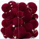 Waipfaru 38Pcs Velvet Ornaments for Christmas Tree Wine Red Flocked Christmas Ornaments Shatterproof Hanging Ball Set for Xmas Winter Holiday Decorations in 3 Sizes(Large Medium Small)
