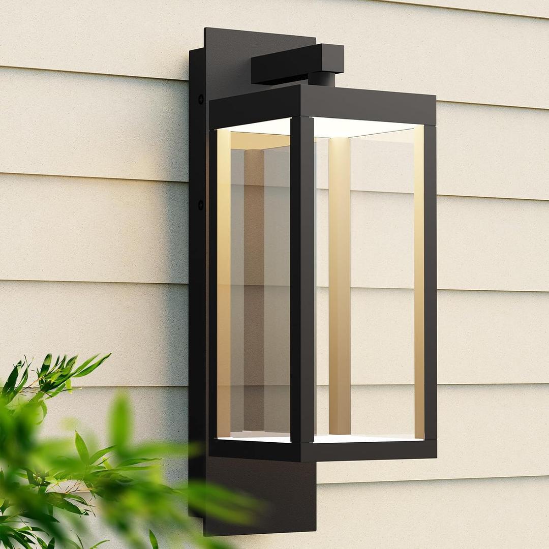 Outdoor Wall Light Fixtures, Outdoor Light Fixtures Wall Mount, Wall Sconce Lighting with Led Bulbs, Anti-Rust Modern Matte Black Outside Lights for Patio Front Door Entryway Garage (LED No Sensor, Black 1 Pack)