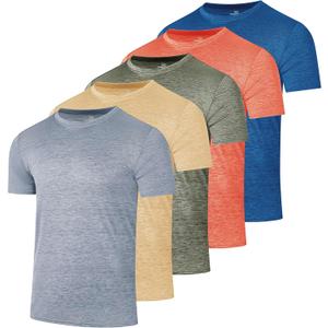 Real Essentials 5 Pack: Mens Short Sleeve Dry Fit Active Crew Neck T Shirt - Athletic Running Gym Workout Tee Tops (X-Large)
