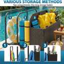FDW Pool Float Storage Poolside Storage Bin Holder Storage Rack with Wheels PE Rattan Basket Open Compartments for Floaties Noodles Life Vests Beach Balls Equipment Cushions Patio furniture