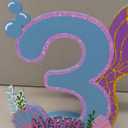 Mermaid Birthday Number Sign Centerpiece for Girls Wooden Mermaid Party Number Table Sign Decoration Supplies for Birthday Anniversary(Number 3)