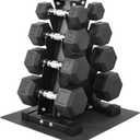 Fitvids Rubber Coated Hex Dumbbell Set with Storage Rack, 100 LB Hand Weight Set with Anti-Slip Grip for Home Gym