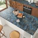 VEELIKE Thick Matte Blue Gold Marble Contact Contact Paper 24''x118'' Counter Top Peel and Stick Waterproof Blue Marble Wallpaper Removable Self Adhesive Countertop Vinyl Wrap for Kitchen Bathroom