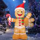 COMIN 7.8 FT Christmas Inflatables Outdoor Decorations Inflatable Gingerbread Man Wave Hands Blow Ups with Built-in LEDs for Yard Party Lawn Decor
