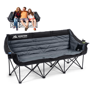 Huskfirm Double Camping Chair with Canopy Shade Folding Camping Couch Black
Oversized Double Beach Chair with Canopy for Larger Users, Heavy Duty Camping Loveseat with 2 Cup Holders & Carry Bag