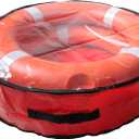 Life Ring Cover up to 28 Inch Lifebuoy Waterproof Storage Bag with Clear PVC Top, Double Zippers, Fits 2 Rings + Ropes + Whistle for Pool, Boat, Dock, Water Park