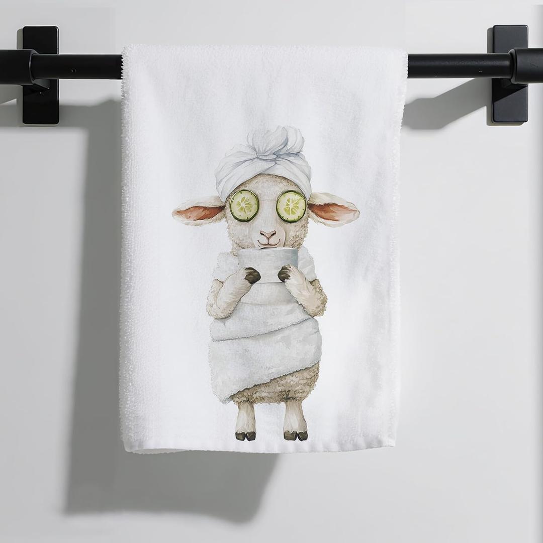 Funny Lamb Gifts Hand Towel for Bathroom, Cute Sheep Microfiber Dish Towel, Cute Lambs Farmhouse Washroom Decor, Funny Animal Bathroom Decor, 16x24 Inch (Sheep - Toilet Paper)