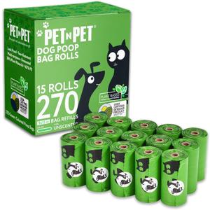 Pet N Pet 270 Counts Green Poop Bags for Dogs, 38% Plant Based & 62% PE Extra Thick Dog Poop Bags Rolls, 9" x 13", Unscented Dog Waste Bag, Pet Supplies for Dogs