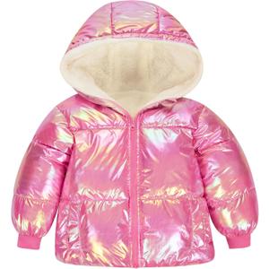 UNICOMIDEA Baby Girl Winter Coat Laser Toddler Jackets Warm Down Outerwear with Hooded for 4-5T (Pink)