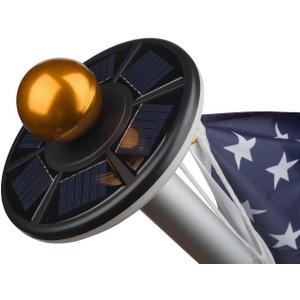 Sunnytech 2nd Generation Solar Flag Pole with 20LED Light, Brightest and Most Powerful, Stable and Long-Lasting, LED Downlight for 15 to 25 Ft In-Ground Flag Poles, Automatic, Black