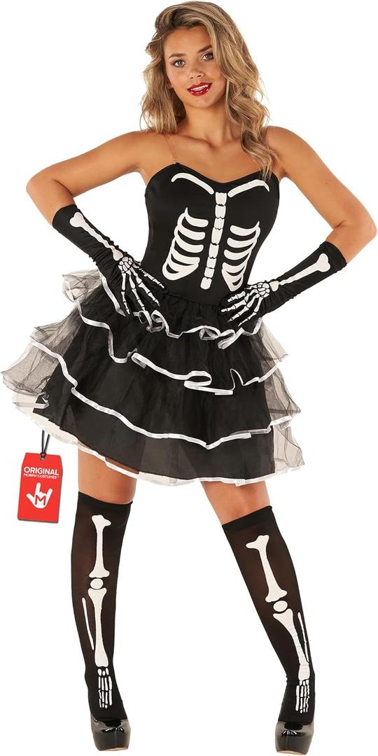 Fun Shack Adult Skeleton Costume Dress for Women, Tutu Dress, Halloween Outfit (Medium)