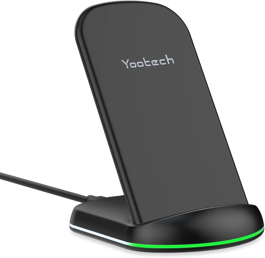 Yootech Wireless Charger,10W Max Wireless Charging Stand, Compatible with iPhone 16e/16/16 Plus/16 Pro Max/15/15 Plus/15 Pro Max/14/13/SE 2022/12/11/X/8, Galaxy S22/S21/S20/S10(No AC Adapter)