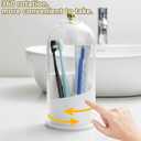 Rotating Toothbrush Holder with Cover - 360 3-Slot Bathroom Organizer for Toothbrush, Makeup Brushes, Razor. Features Detachable Drainage Base & Anti-Slip Pad for Countertop.