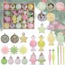 45Pcs Christmas Balls Ornaments Set, Candy Christmas Tree Ornaments, Shatterproof Plastic Decor for Xmas Tree Hanging, Festival Home Party Decors, IDEAKIT