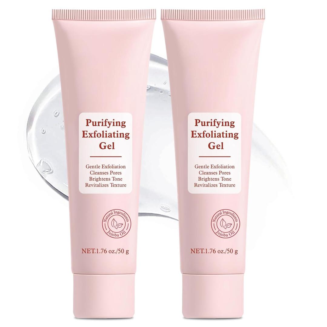 Purifying Exfoliating Gel, Facial Exfoliator Cleanser, Face Scrub, Natural Exfoliating Gel Purifying Cream, Gentle for Face Body, Deep Cleansing for All Skin (2PCS)