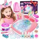 Glow in Dark Kids Spa Day Kit for Girls, 42+ Pieces Waterfall Foot Spa Toys, Nail Spa Kit, Pedicure Manicure Accessories, Perfect Spa Kit for Girls Ages 6 7 8 9 10 11 12, Fun Birthday Gifts or Present