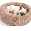 Hoewina Dog & Cat Bed for Indoor Cats, 20in Calming Donut Bed for Puppy and Kitten, Washable Round Fluffy Pet Bed for Small Medium Dogs and Cats