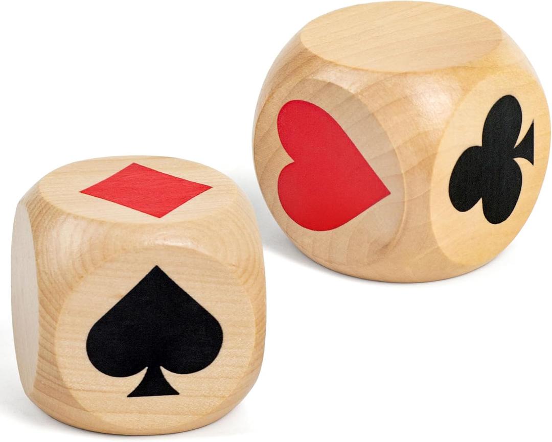 2IN Large Trump Marker Dice, Wooden Euchre Cube Trump Game Marker, Great Dice Cube for Euchre Pinochle Bridge Playing Cards