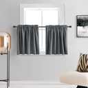 DONREN 36 Inches Long Medium Grey Blackout Small Curtains for Bathroom -Room Darkening Thermal Insulating Curtain Tiers for Bedroom with Rod Pocket(30" x 36" Length,2 Panels)