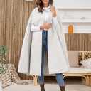 Gihuo Cape Poncho Women's Hooded Maxi Cloak Coat Winter Warm Long Cloak Cosplay Costumes Outerwear (Beige)