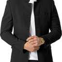 Mens Casual Suit Blazer Jackets Stand Mandarin Collar Lightweight Lined Business Dress Sport Coats 3XL
