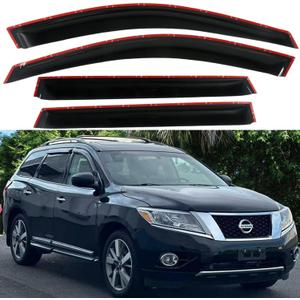 Tape On Side Window Visors Vent Sun Rain Guards Wind Deflectors Compatible with Nissan Pathfinder 2013-2021,S SV SL Platinum Car Accessories 4pcs Smoke Tinted