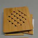 GHWIE Bamboo Trivet with Stand -Heat Resistant Pot Holders for Kitchen,Multi-Purpose Hot Pads,Hot Plate Mats,Medium Stove Mat-Air Fryer Accessories and Trivets for Hot Dishes,4 PCS