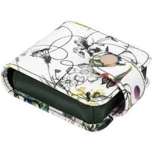 kilofly Genuine Leather Double Lipstick Case Cosmetic Makeup Holder + Gift Box (One Size, Flower 01)