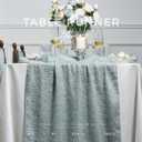 4 x Leetaltree Dazzle Table Runner (Slate Blue, 1 Pack) - Luxury Fringe Appliqu Raised Linear Sparkle - Iridescent Elegant Gift Set for Wedding, Christmas, Tree Skirt, Birthday, Holiday & Home Decor