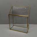 HighFree Large Wedding Card Box with Glass Sides & Acrylic Slot Lid, Handmade Brass Gold Geometric Card Box with Lock, Clear Keepsake Display for Wedding Reception & Decor (9.3x4.5x11.8 in)