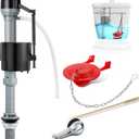 Saillong Universal Toilet Flusher Replacement Kit, Include Fill Valve, 2 Inch Rubber Flapper with Chain, Front Mount Handle Lever, Adjustable Water Level Toilet Tank Replacement Kit(Red)