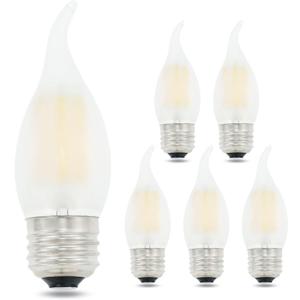 Chandelier LED Light Bulbs 40W Equivalent E26 Base,Dimmable 4W 2700K Warm White,B11 E26 Candelabra Bulb Frosted Flame Bent Tip Shape,6 Pack