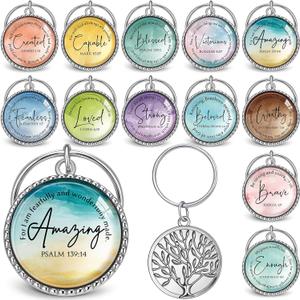 36 Pcs Christian Keychains Mini Bible Verse Keyring with Scripture Religious Church Gift for Women Men Easter Holiday Gifts (Classic)