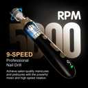 Electric Nail File Drill: Rechargeable Cordless Nail Drill  9-Speed Rechargeable Electric File for Acrylic & Gel Nails, Portable Manicure & Pedicure Set for Home & Salon