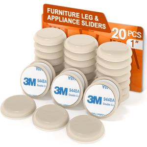 Furniture Sliders for Carpet Furniture Glides Furniture Moving Pads Chair Sliders for Carpet with Self-Stick Adhesive RUSIDO 1 Inch 20pcs Beige