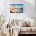 Beach Ocean Waves Canvas Print Wall Art - Sand Sea Sunrise Seaside Coastal Hawaiian Scene - Wall Decor Modern Artwork Paintings Pictures for Living Room Stretched and Framed Ready to Hang - 24" x 36"