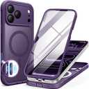 BERFY for iPhone 17 Pro Max Case, Compatible with MagSafe, Built-in Glass Screen Protector, Camera Protection, Shockproof Full Body Phone case 6.9", Translucent Dark Violet